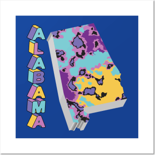 Alabama State Map Abstract Art Posters and Art